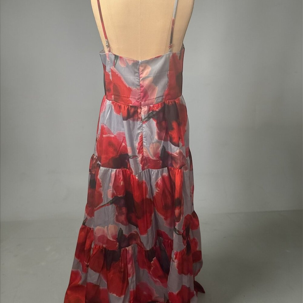 Boston Proper Watercolor Floral Tiered Maxi Gown Size 10 - Picture 8 of 9